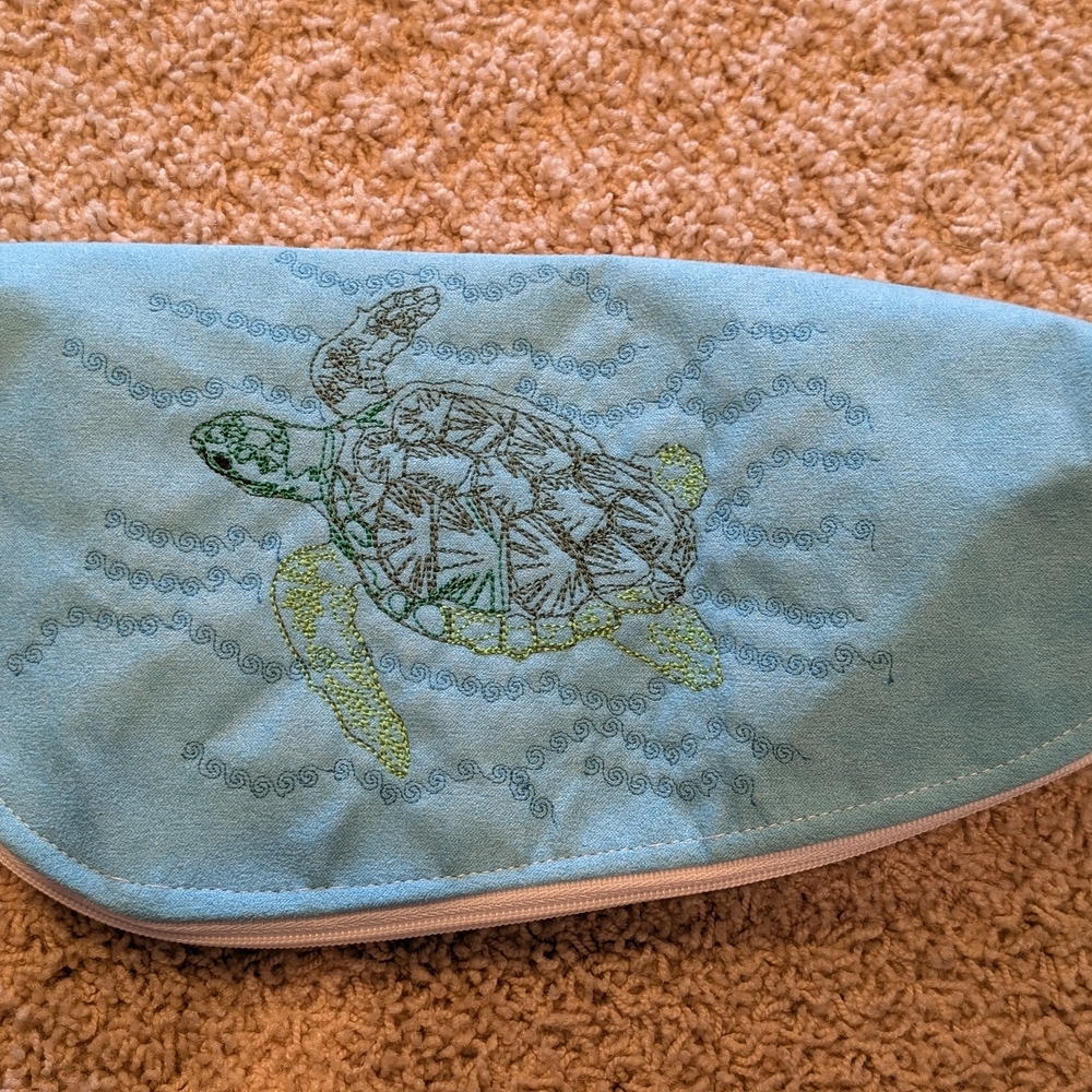 Hand Crafted Blue Turtle Cosmetic Bag